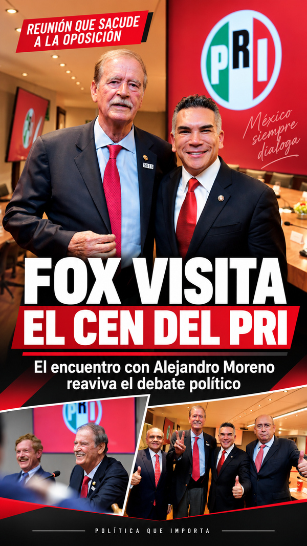 La foto que sacudió la política mexicana: Fox visita al PRI, llama a unir a la oposición y Sheinbaum responde: “Quieren regresar al pasado”