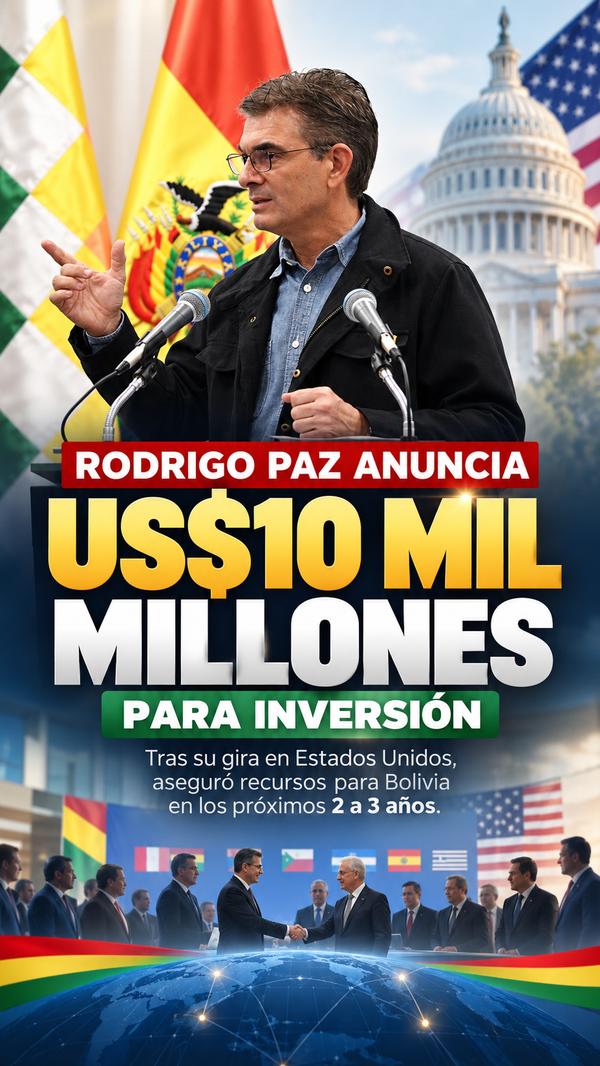 Bolivia: Rodrigo Paz anuncia 10 mil millones de dólares para inversión, tras gira por Estados Unidos