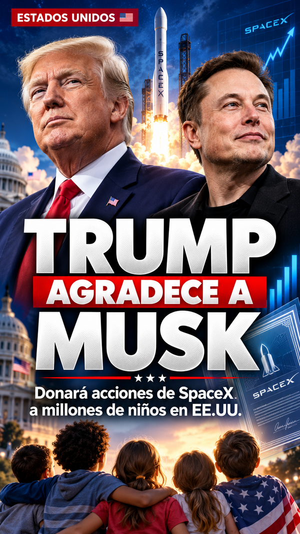 Trump agradece a Elon Musk por histórica donación de acciones de SpaceX a millones de niños estadounidenses