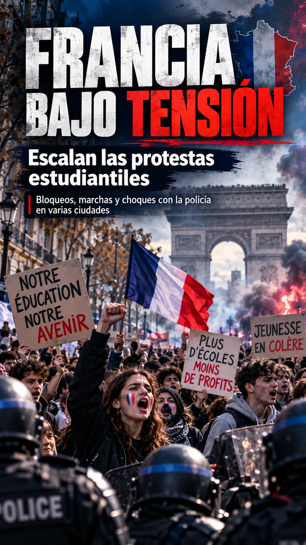 Francia enfrenta una ola de protestas estudiantiles por el deterioro de la educación pública