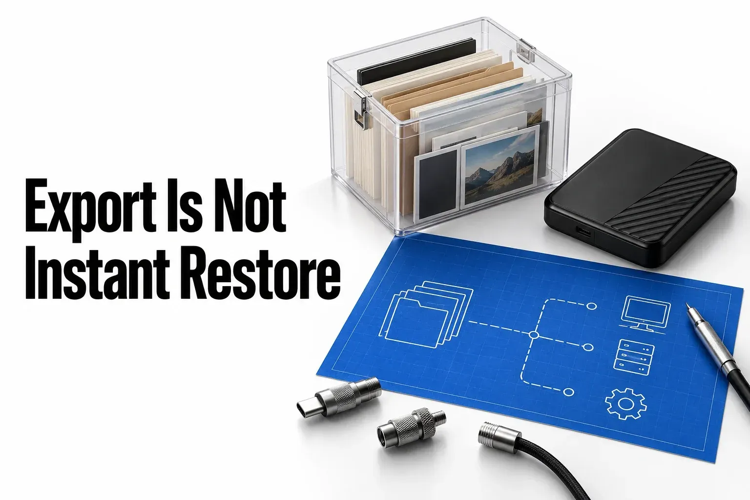 Preserved project content sits beside a recovery plan with relationships to rebuild
