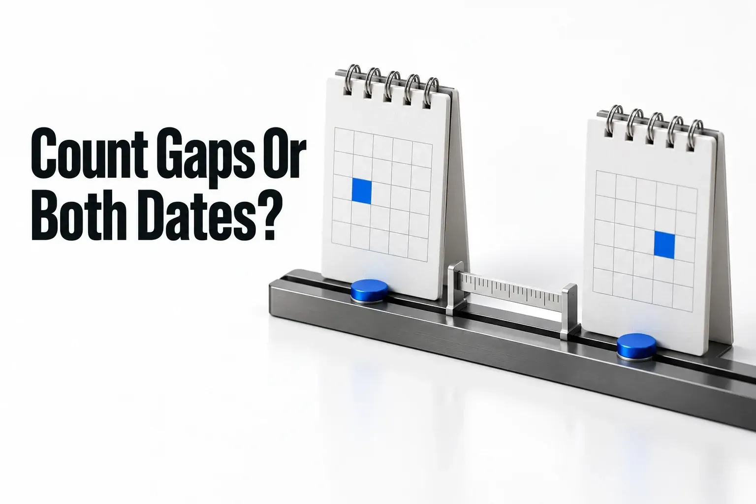 The gap between two dates is contrasted with counting both endpoints