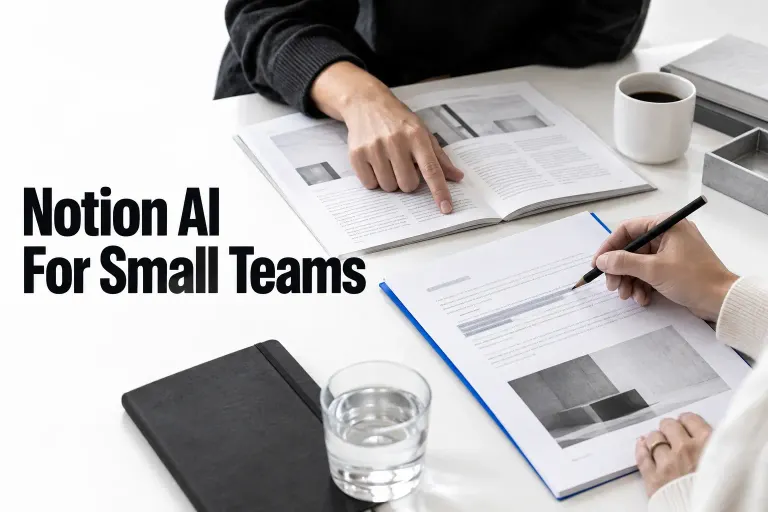 Two team members compare a proposed update with the source documents supporting it