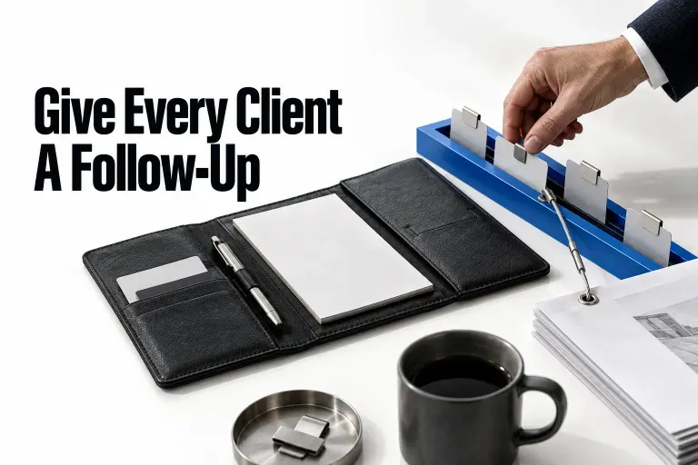 A client’s next relationship action has a revisit marker and a link to its project