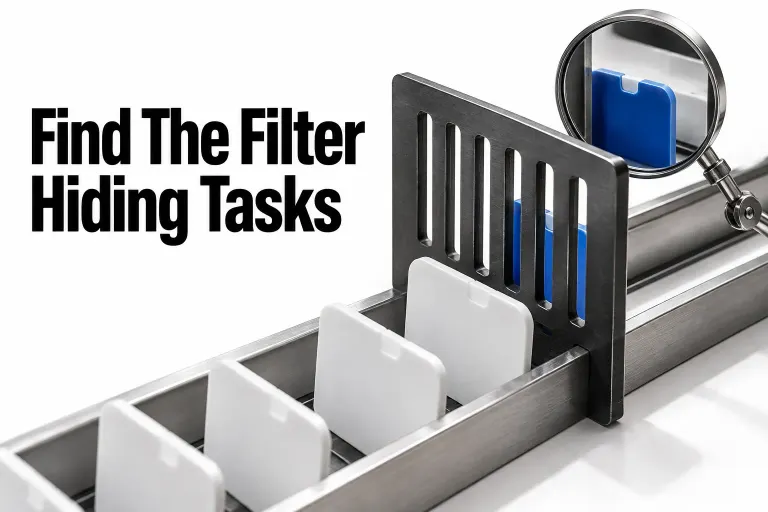 An intact task is excluded by a filter aperture that does not match its property