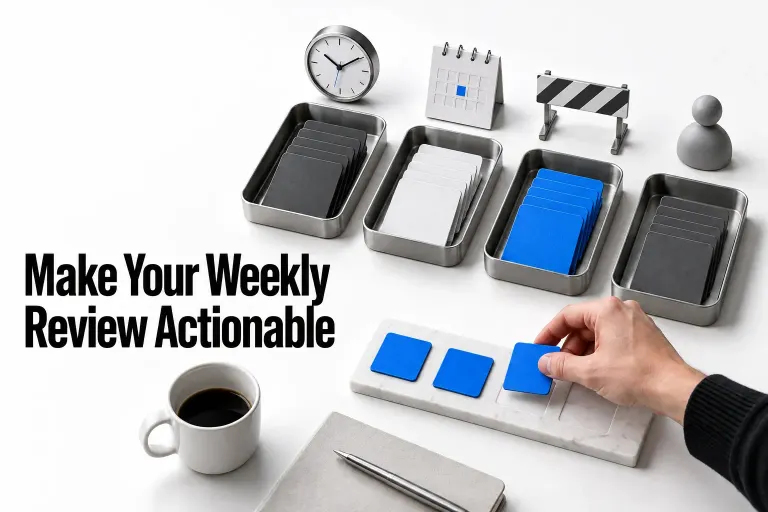 A weekly review moves work from decision queues into a short action plan