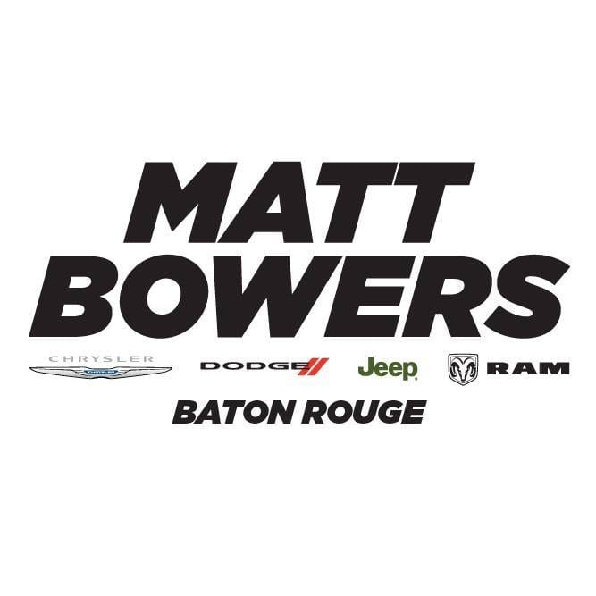 Logo for Matt Bowers Baton Rouge featuring brand marks for Chrysler, Dodge, Jeep, and Ram.