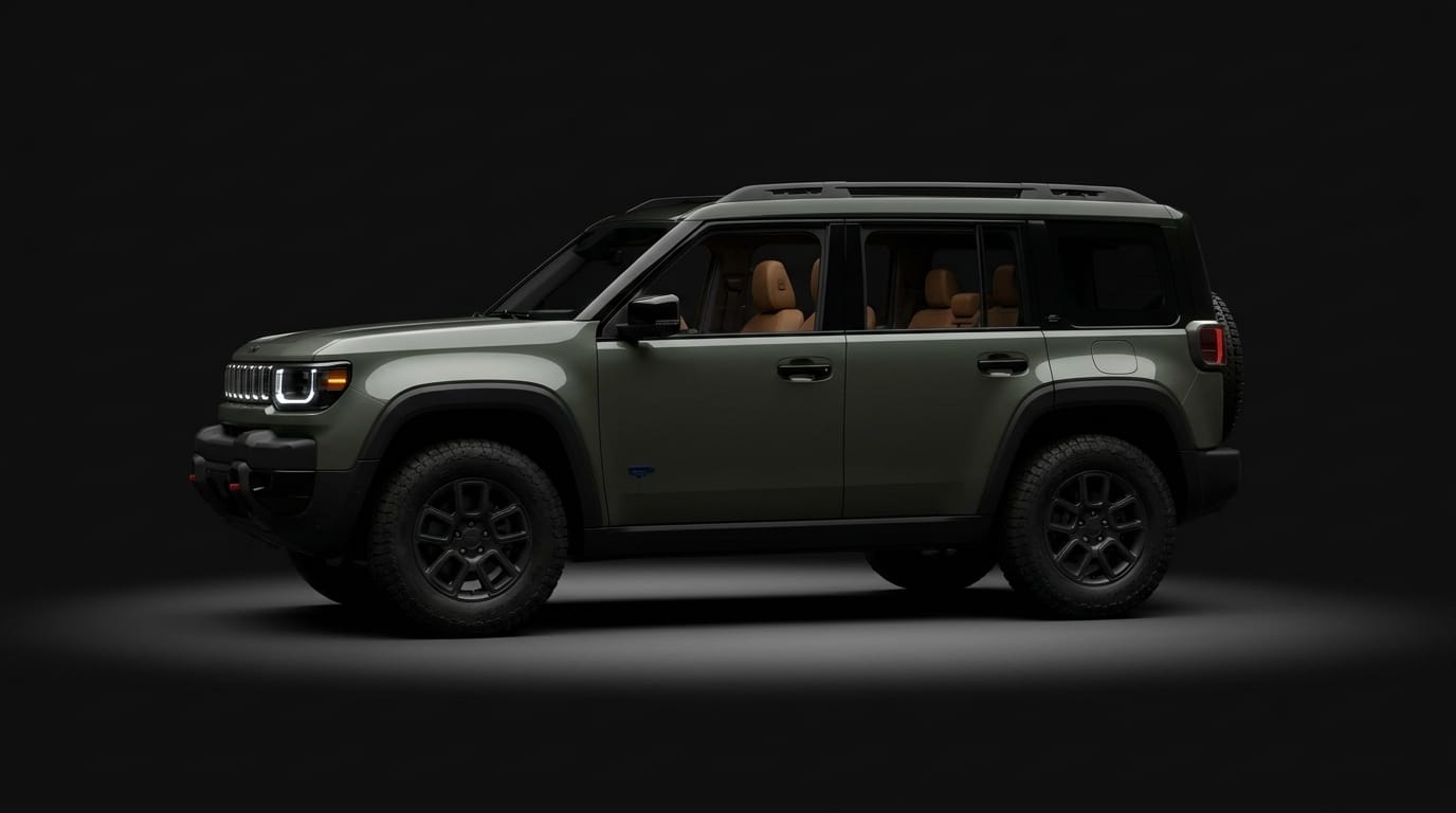 Jeep Recon sedd i sidoprofil från motsatt sida i en konsekvent produktmiljö.