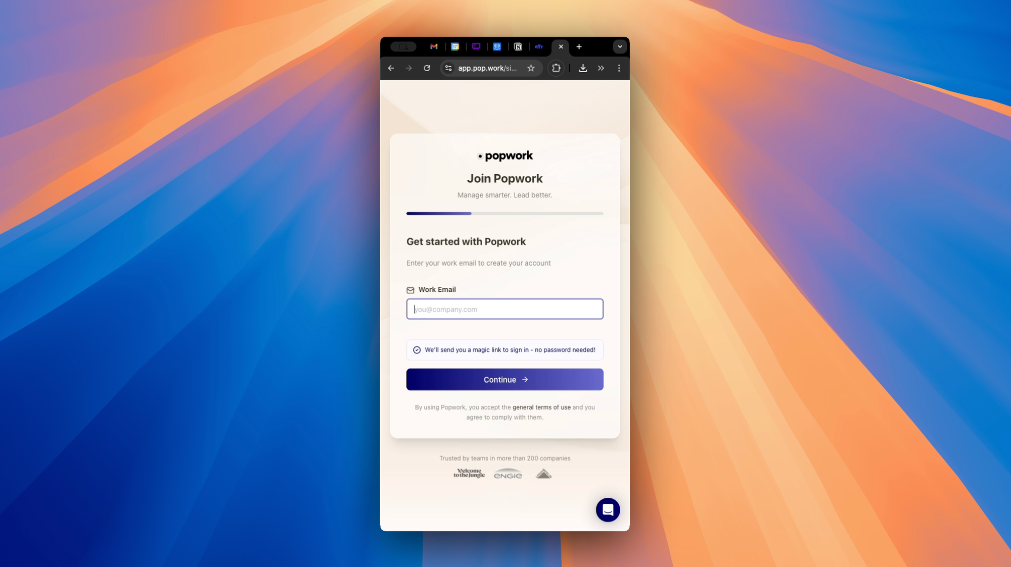New Popwork mobile signup