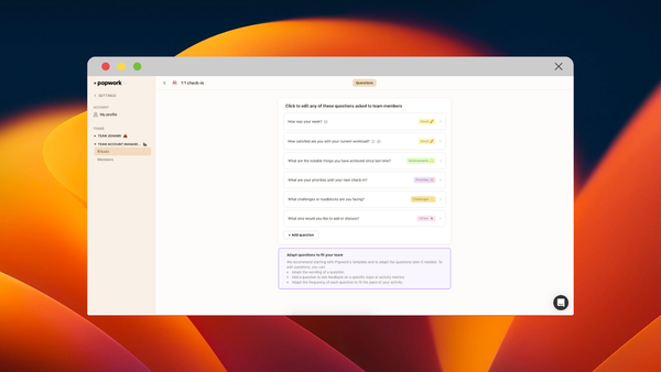Question settings in Popwork 