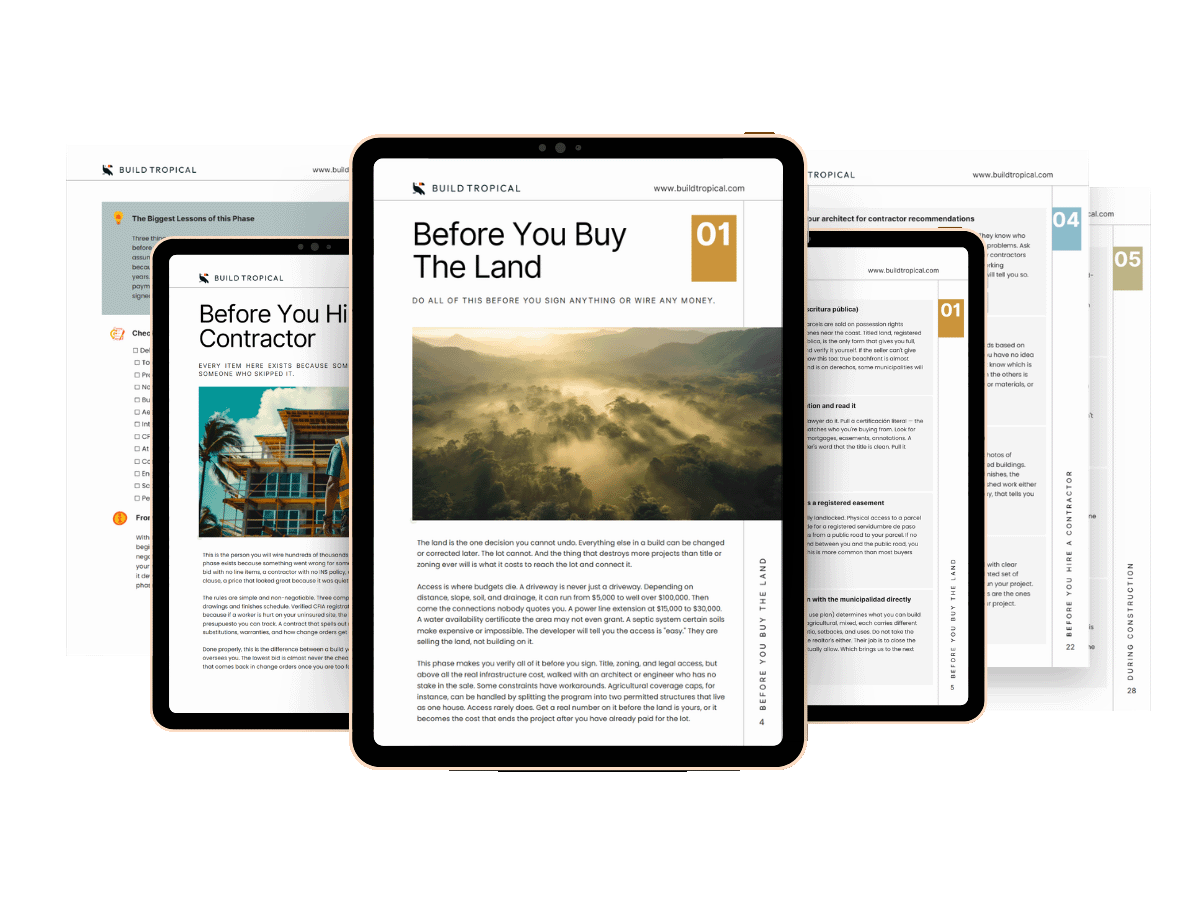 The Construction Checklist — Costa Rica pre-construction checklist, Phase 01: before you buy the land