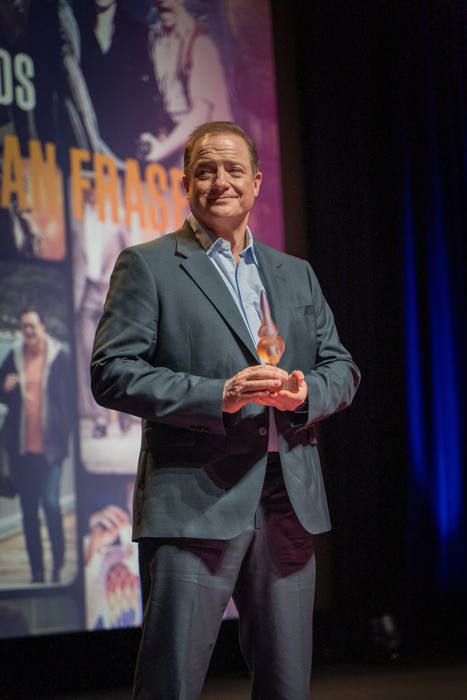 Brendan Fraser receives his Talent Award.