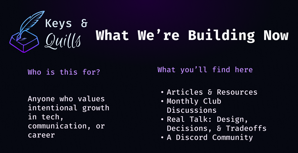 Keys & Quills: What We're Building Now