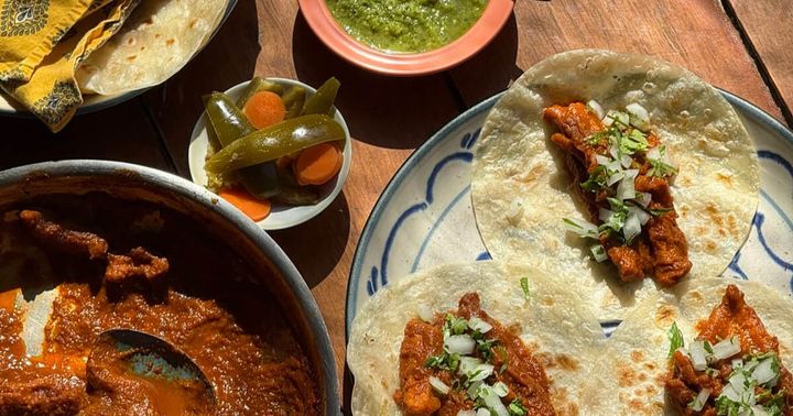 Chicharrón in Salsa Roja Tacos