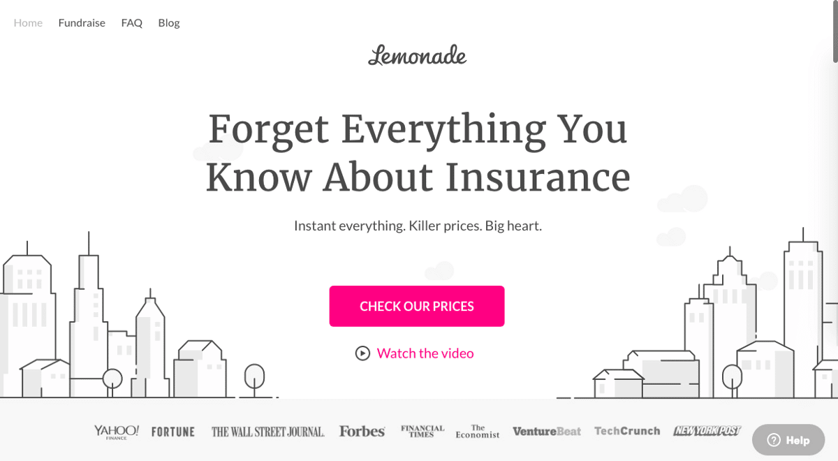 lemonade insurance website banner