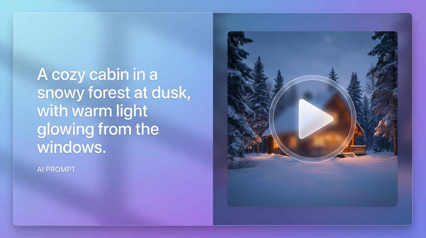 (AI prompt on the left and its generated video preview on the right, showcasing the transformation from text to visual output)