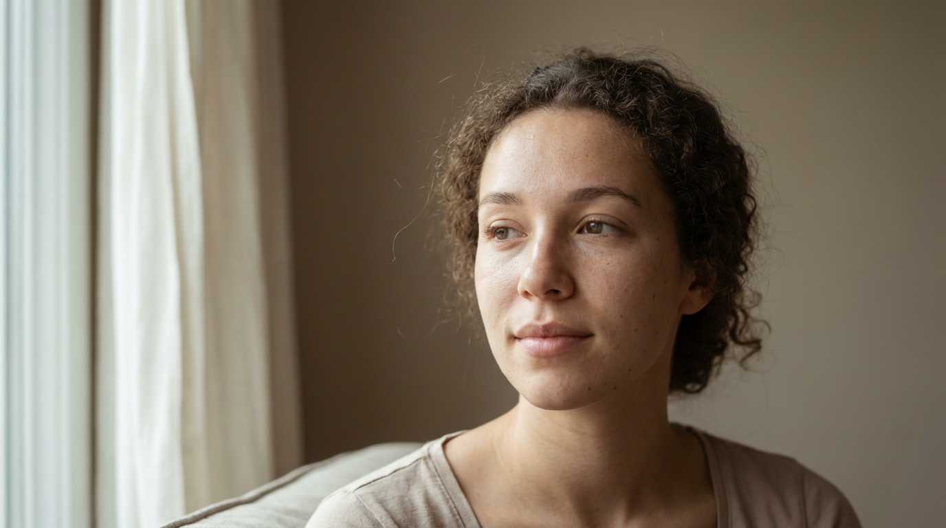 Ultra-realistic portrait of a young adult, soft natural window light, 85mm lens look, shallow depth of field, detailed skin texture, cinematic color grading, neutral background, professional photography style.