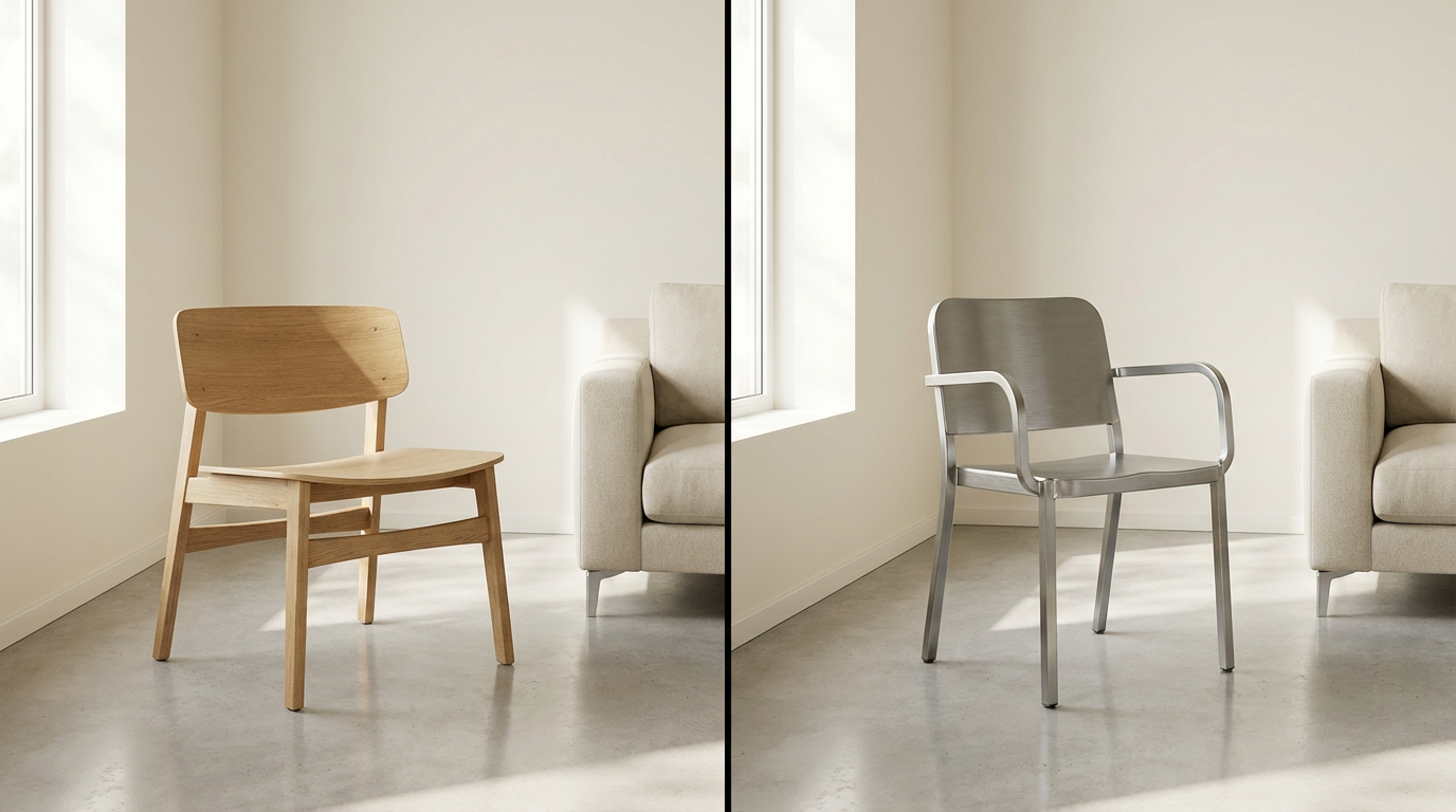 The same interior scene with a single element transformed, showcasing AI-powered object replacement while preserving lighting and space.