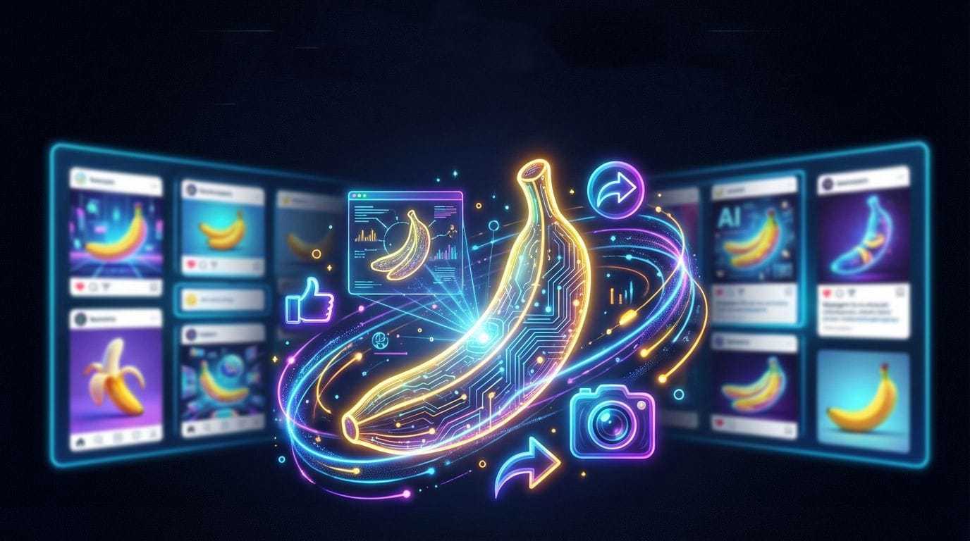 AI-powered nano banana visuals spreading across social media feeds.