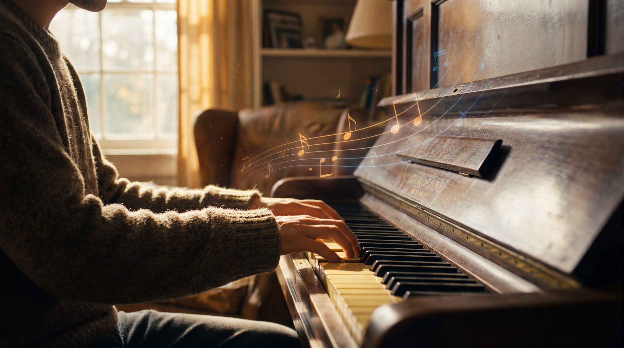 AI-generated melodies flowing naturally from keys to emotion.