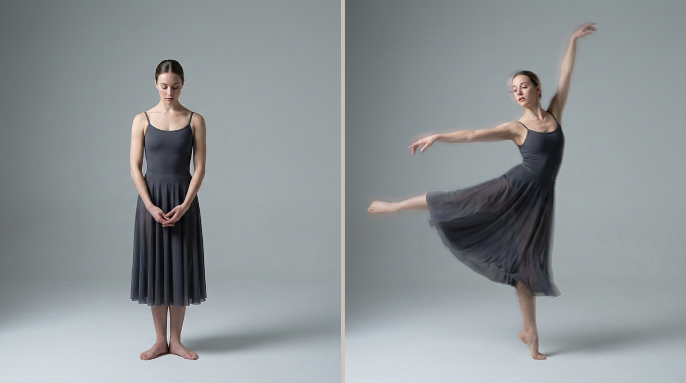 From stillness to motion in a single frame.