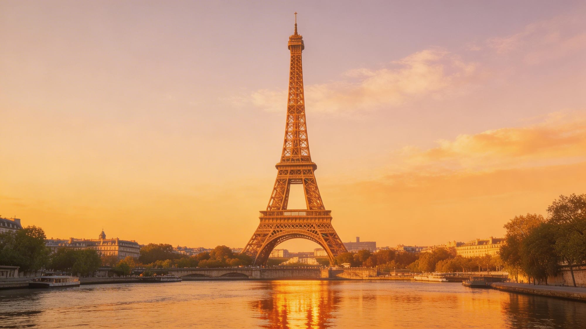 The Eiffel Tower at golden hour