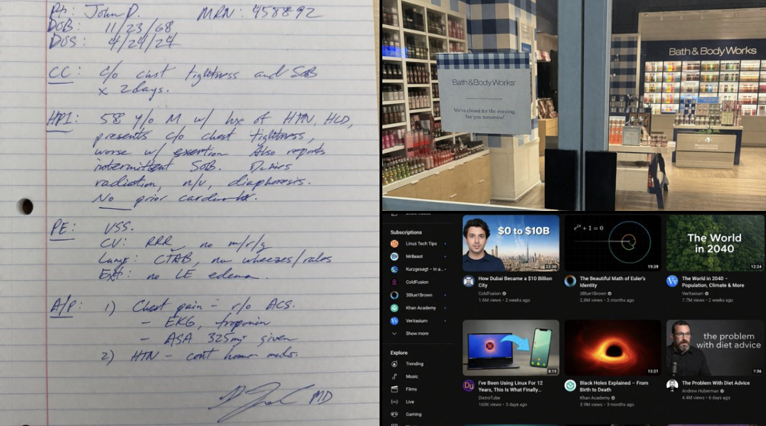 A handwritten notes. A Bath & Body Works storefront. A YouTube subscriptions page. Three completely different scenes. All AI generated by GPT Image 2. None of them look like it.
