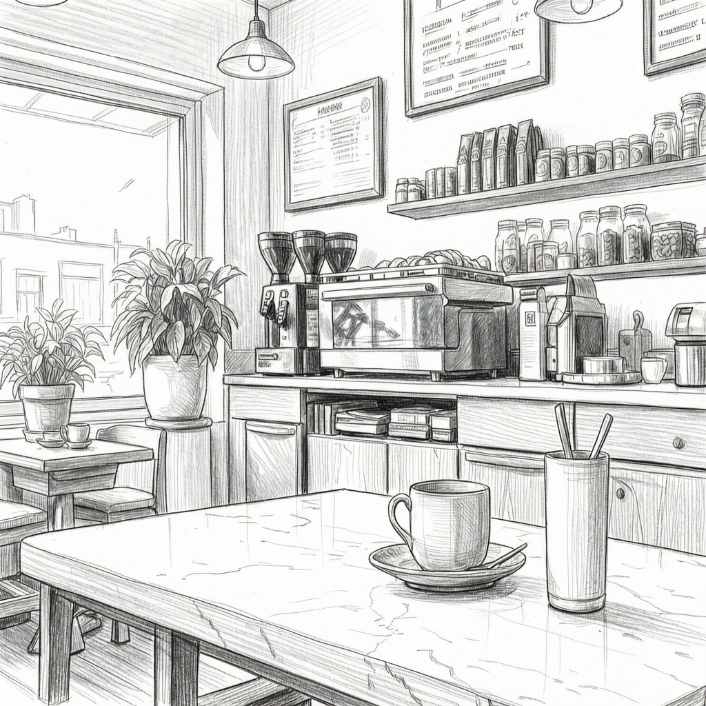 Wan 2.7 Pro Image Edit on Eachlabs converting a realistic cafe photo into a detailed pencil sketch using a simple text instruction