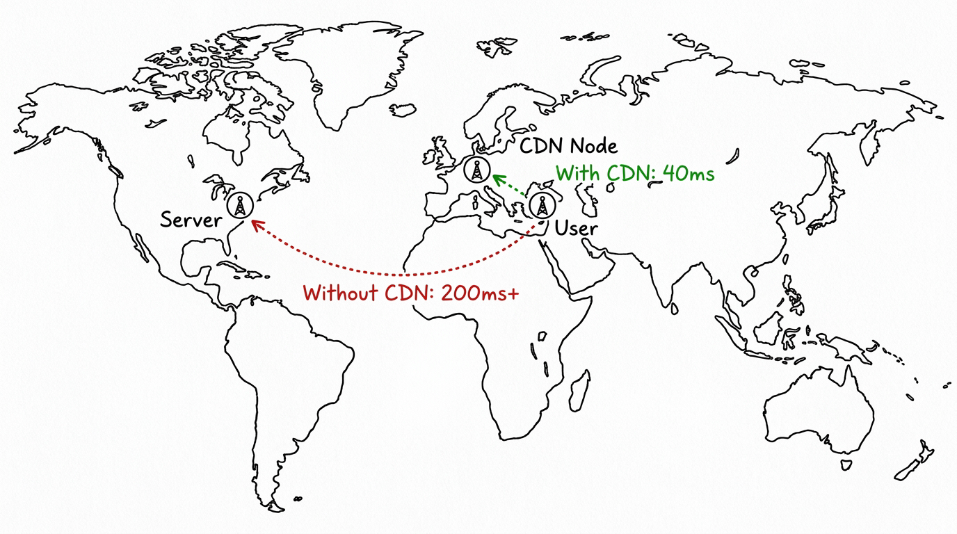 CDN Map: Your user is in Istanbul. Your server is in Virginia. That distance costs you milliseconds before a single line of code runs.