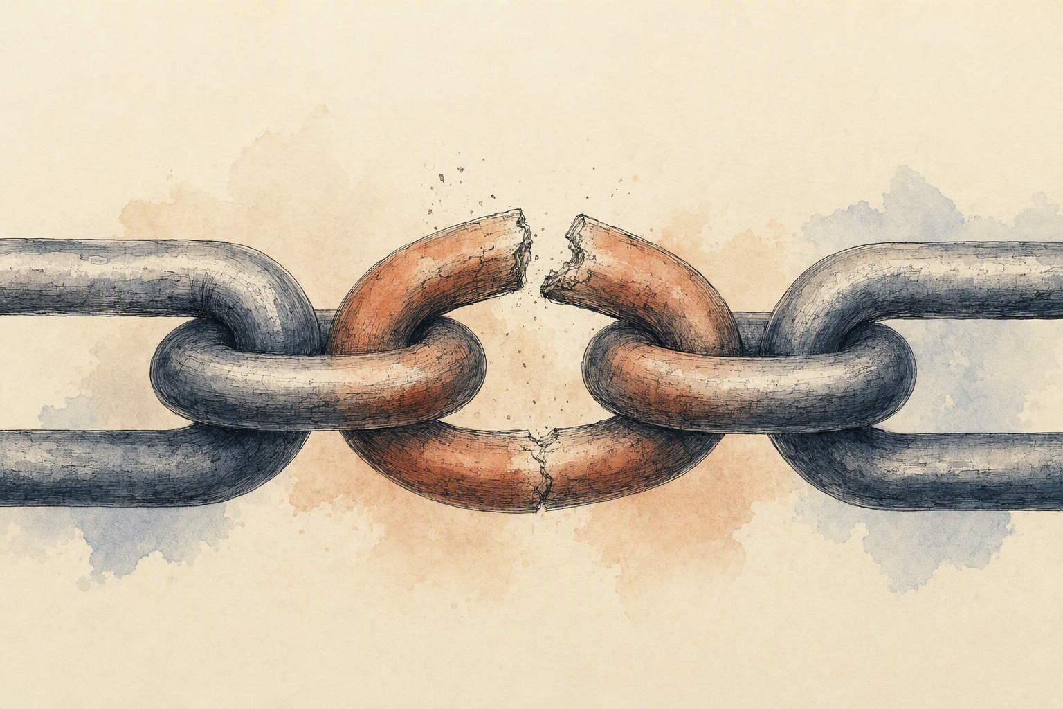 A chain fails at the handoff, not at the ends.