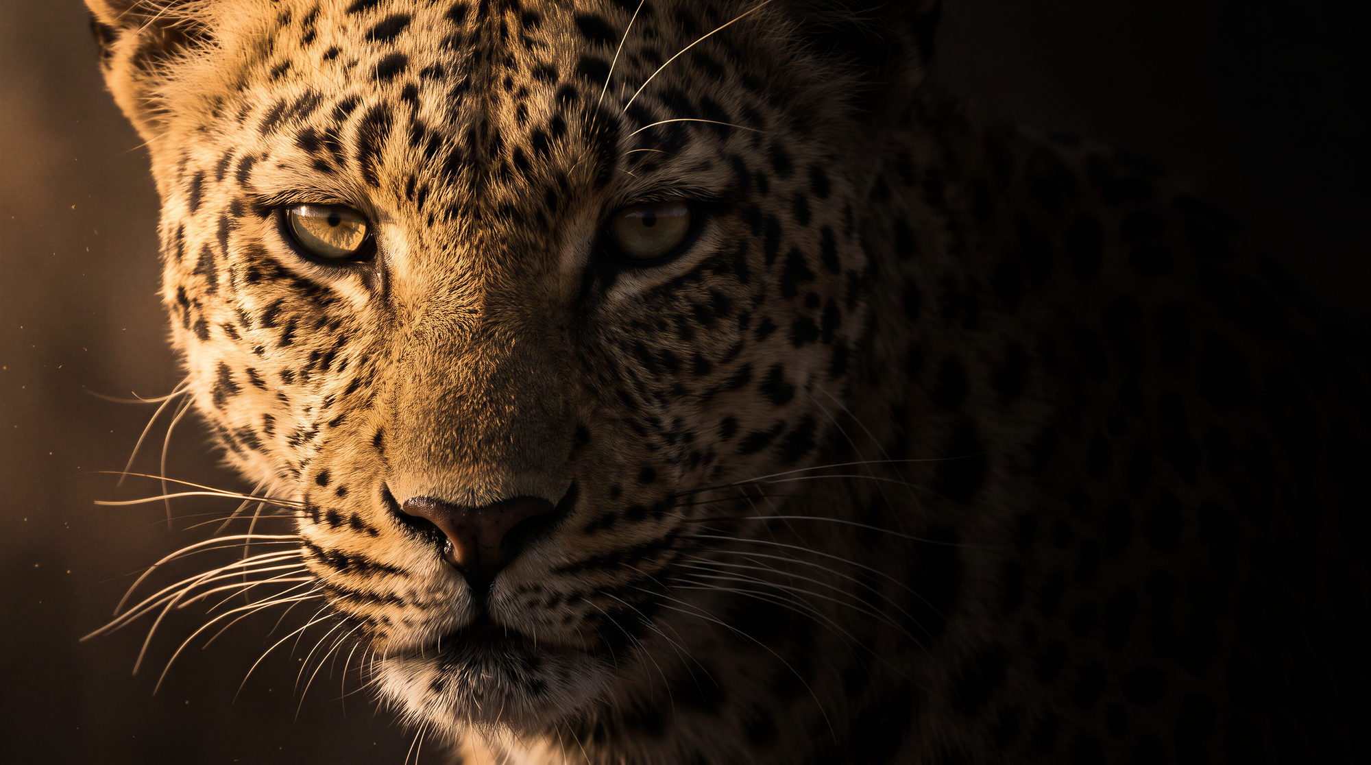 Half a face lit. Every whisker separated.