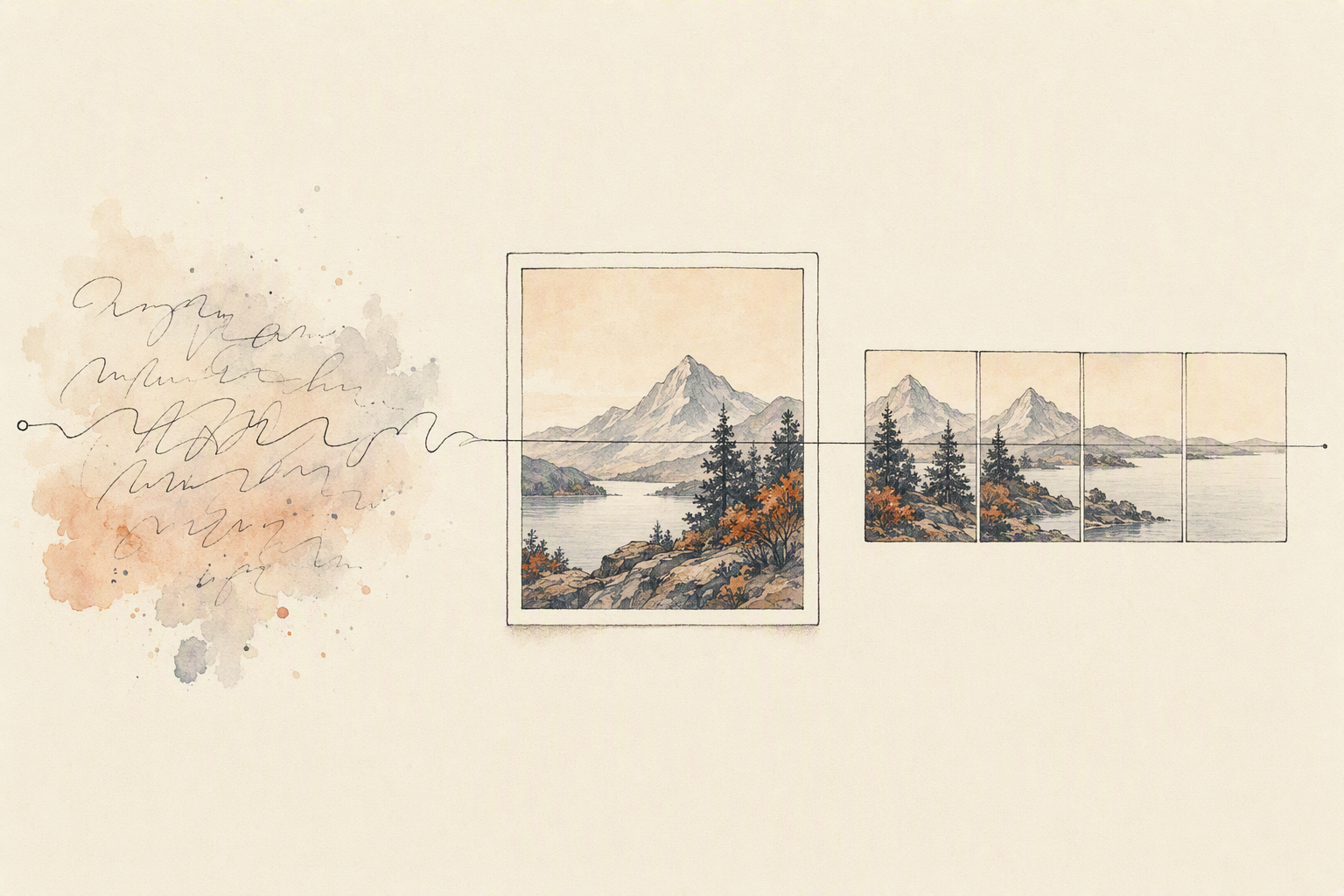 Text opens the options, the image narrows them, and only then does motion get involved.