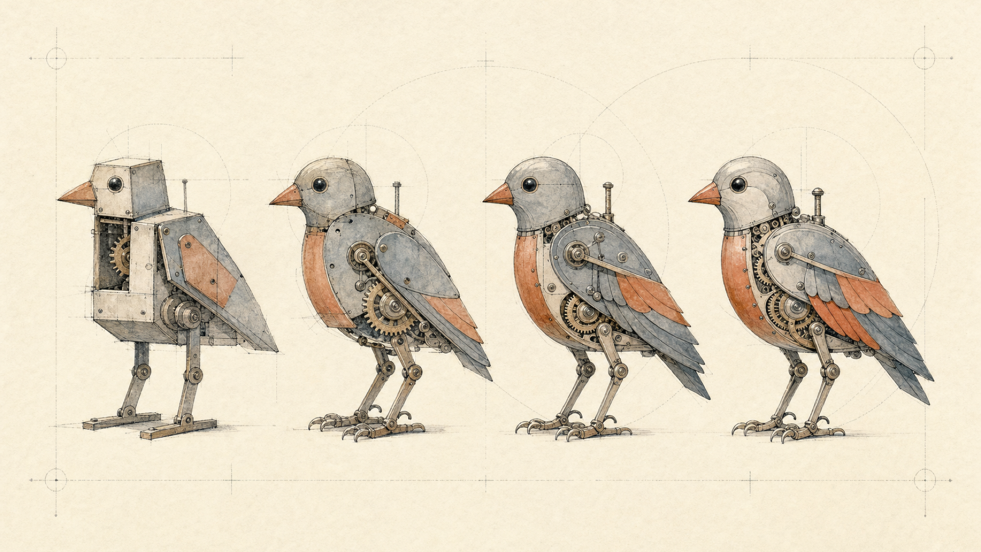 Four generations of one bird. None of them fly the same way.