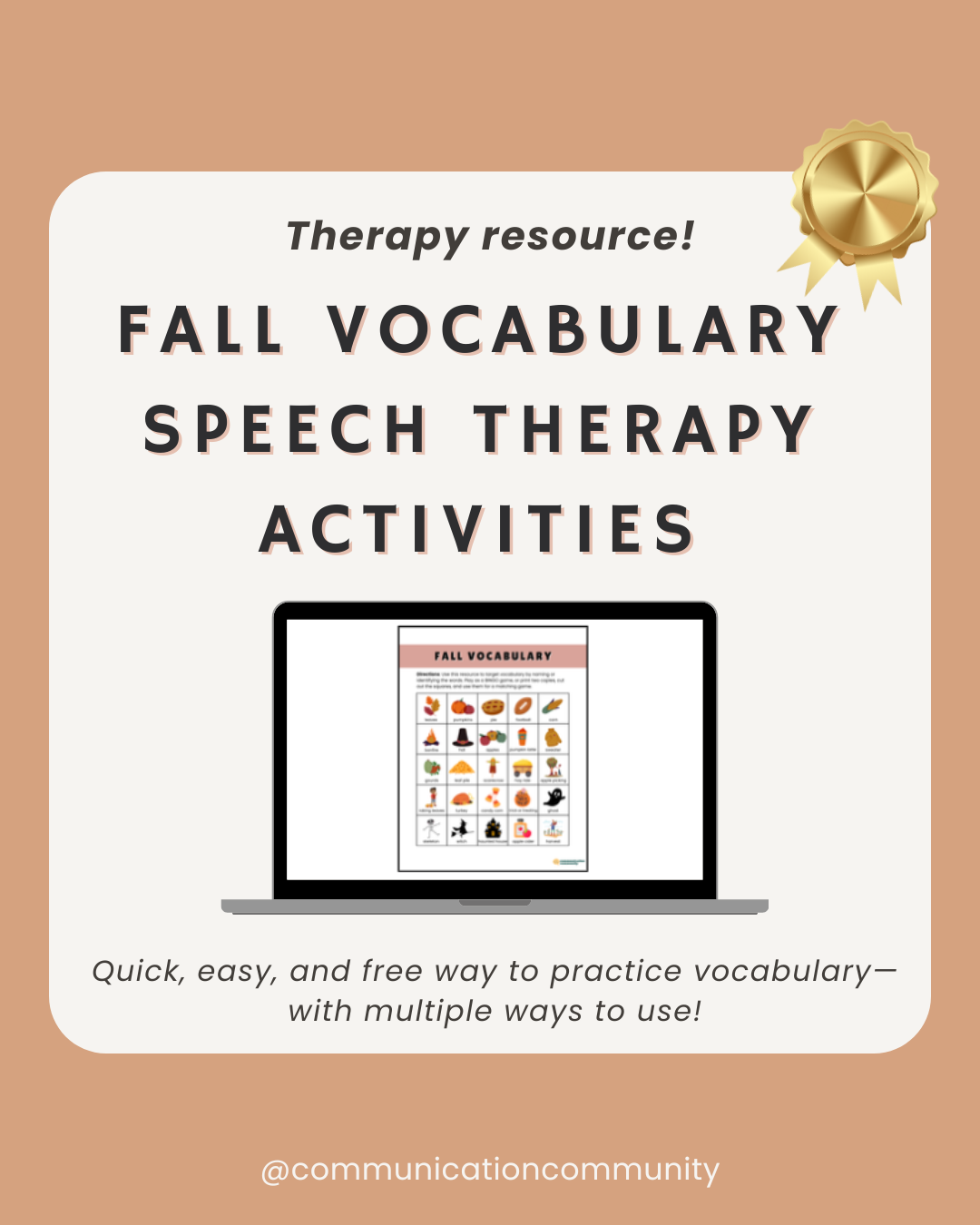 Fall Vocabulary Speech Therapy Activities