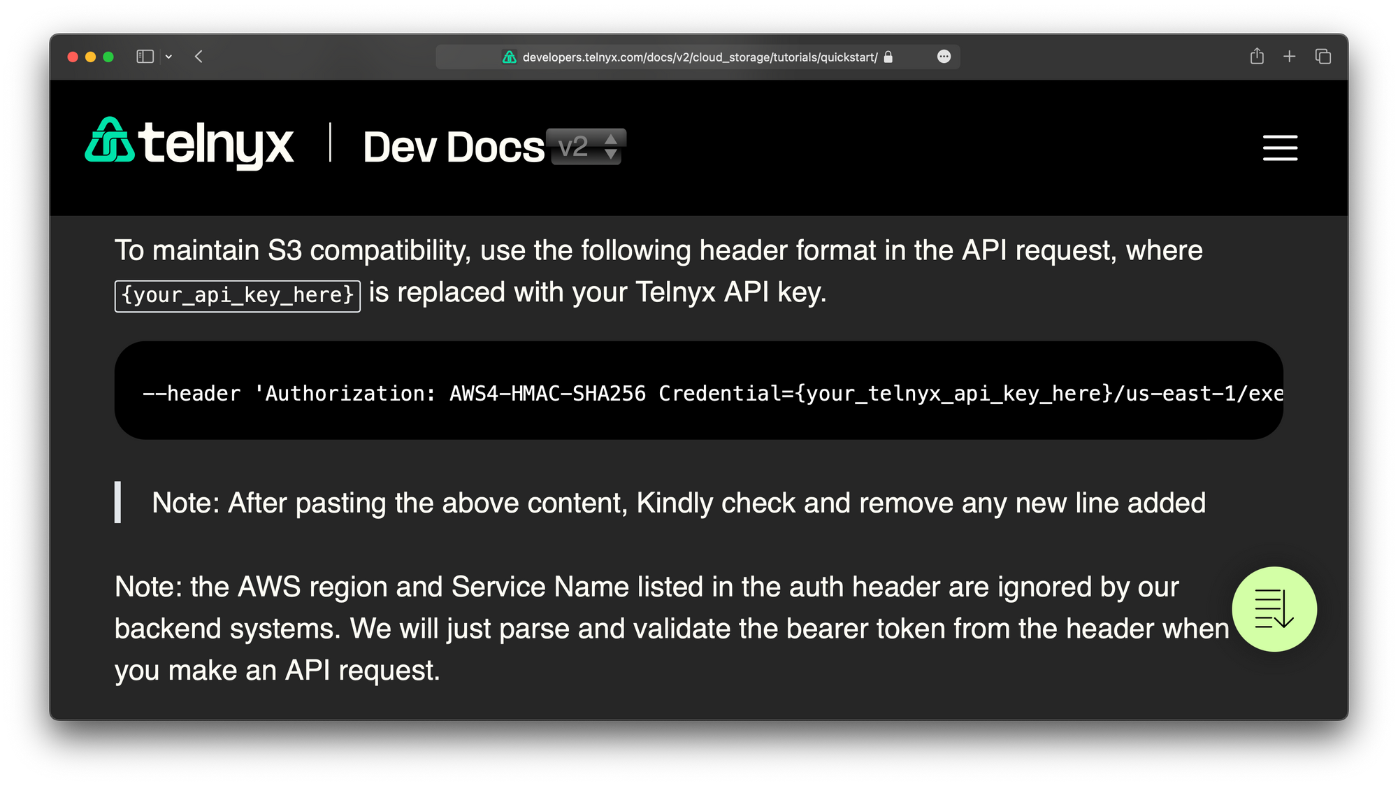 Telnyx Storage Dev Docs