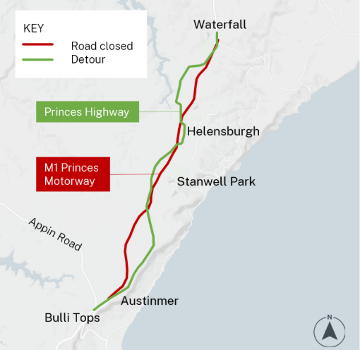 Night closures on the M1 Princes Motorway from Waterfall to Bulli Tops  post image