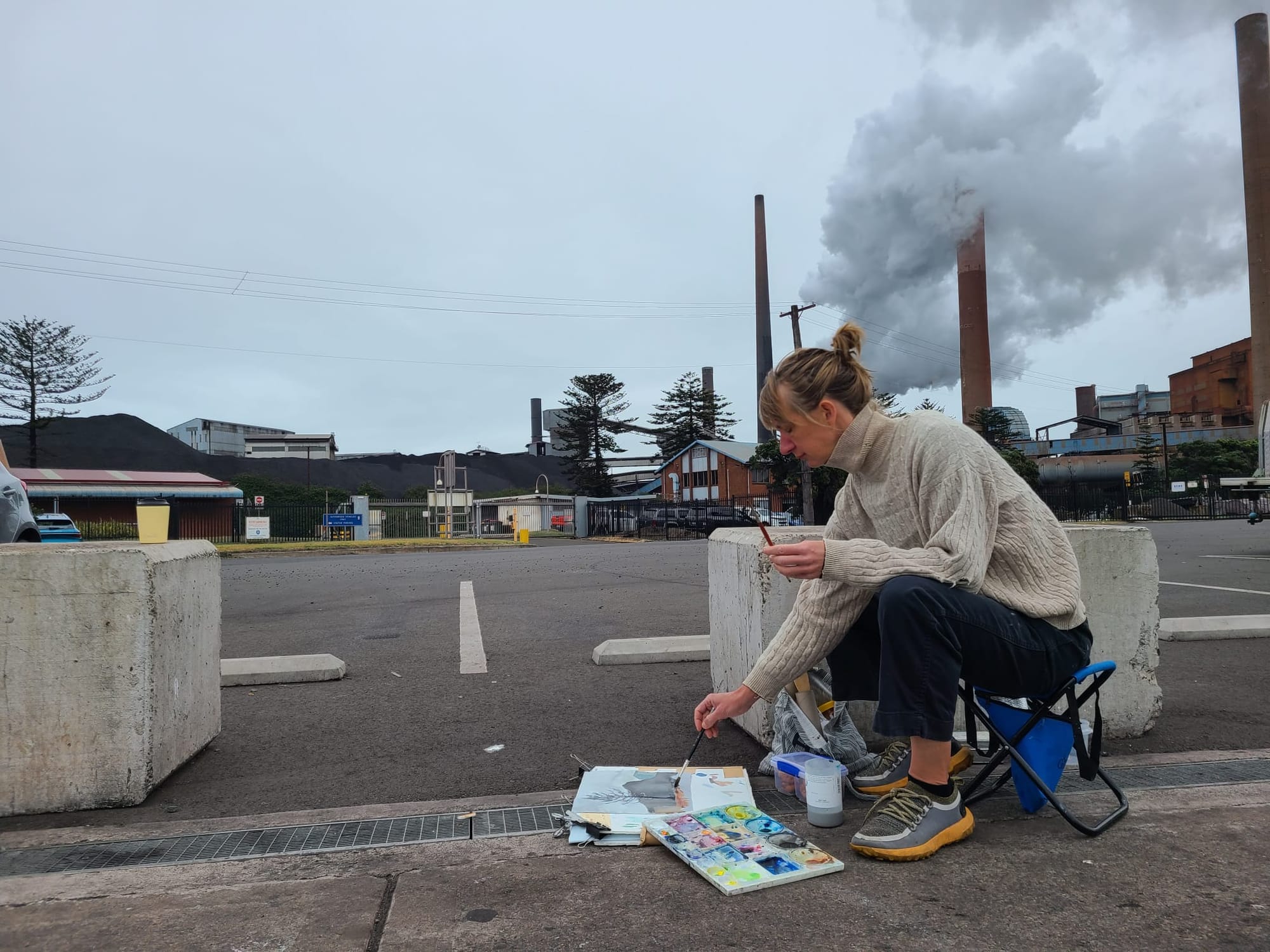 Plein air artist captures industrial landscape  post image