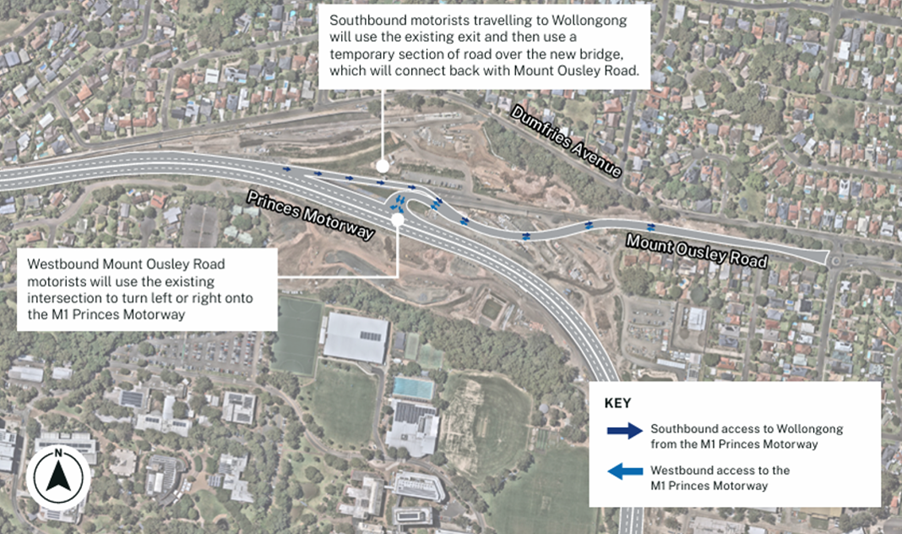 Changed traffic conditions on Mount Ousley Road 
												post image