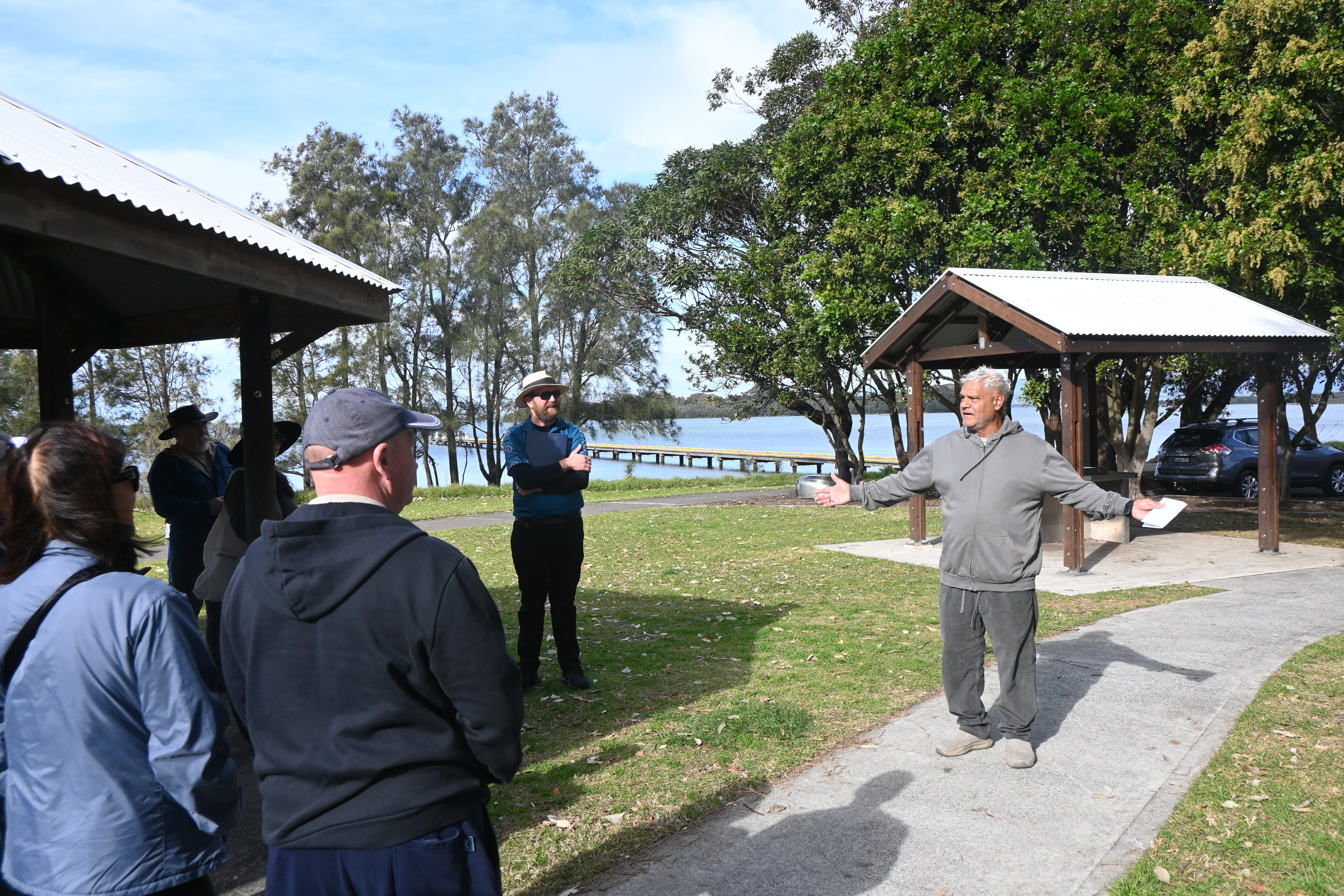Uncle Richard Davis welcomes walkers to Berkeley and the area where King Hooka once lived
