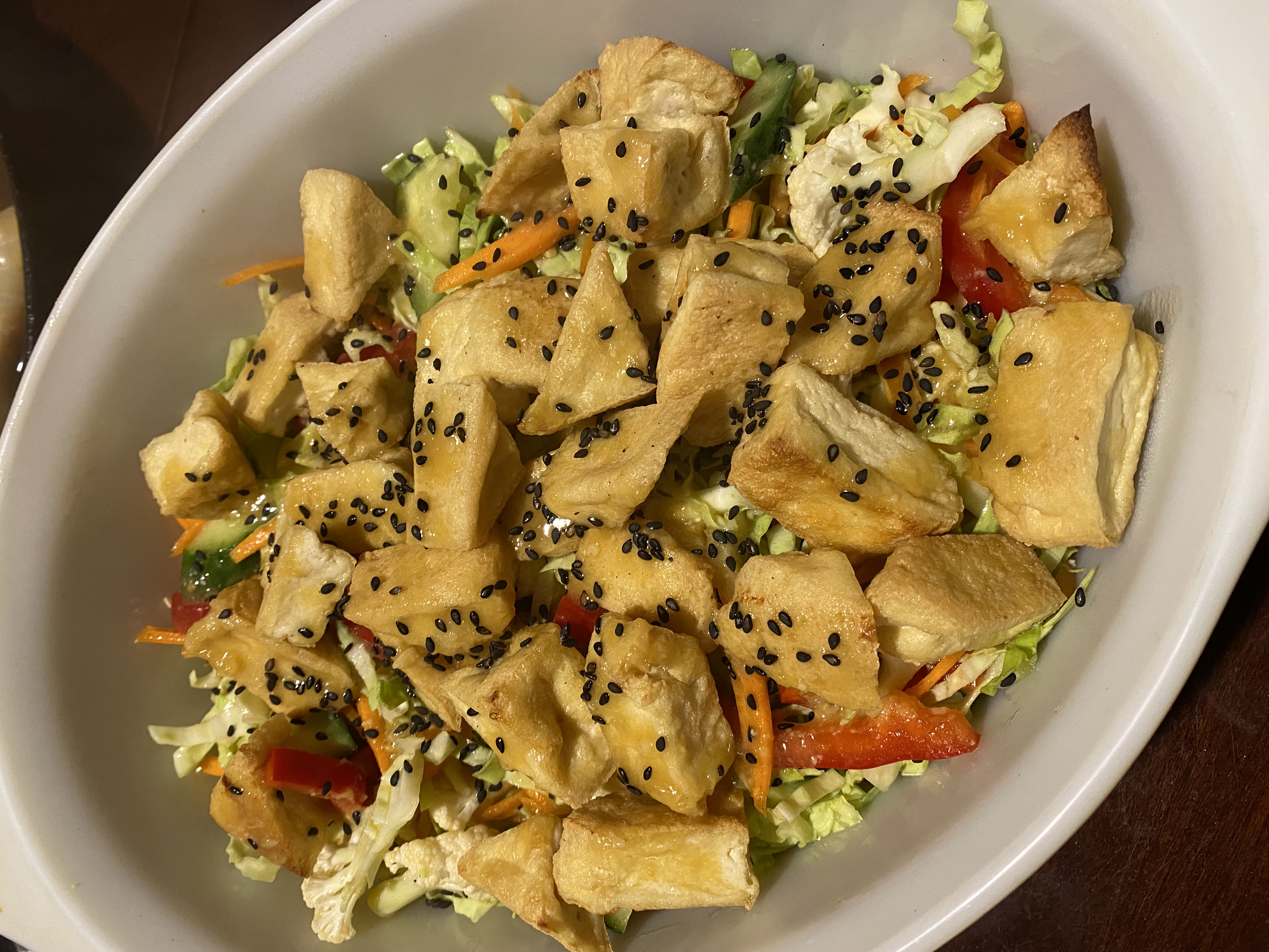 Crispy tofu salad with miso dressing  post image
