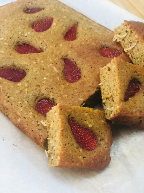 Coconut and strawberry slice for lunch boxes