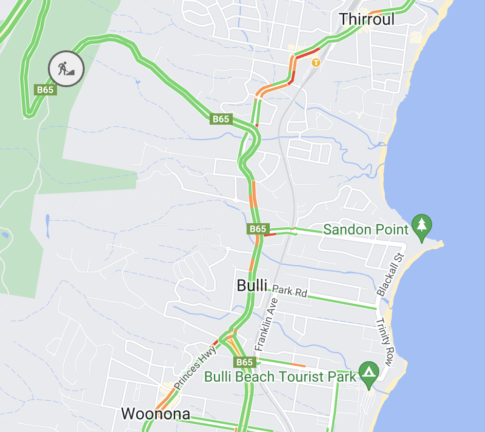 Night work on Memorial Drive at Bulli