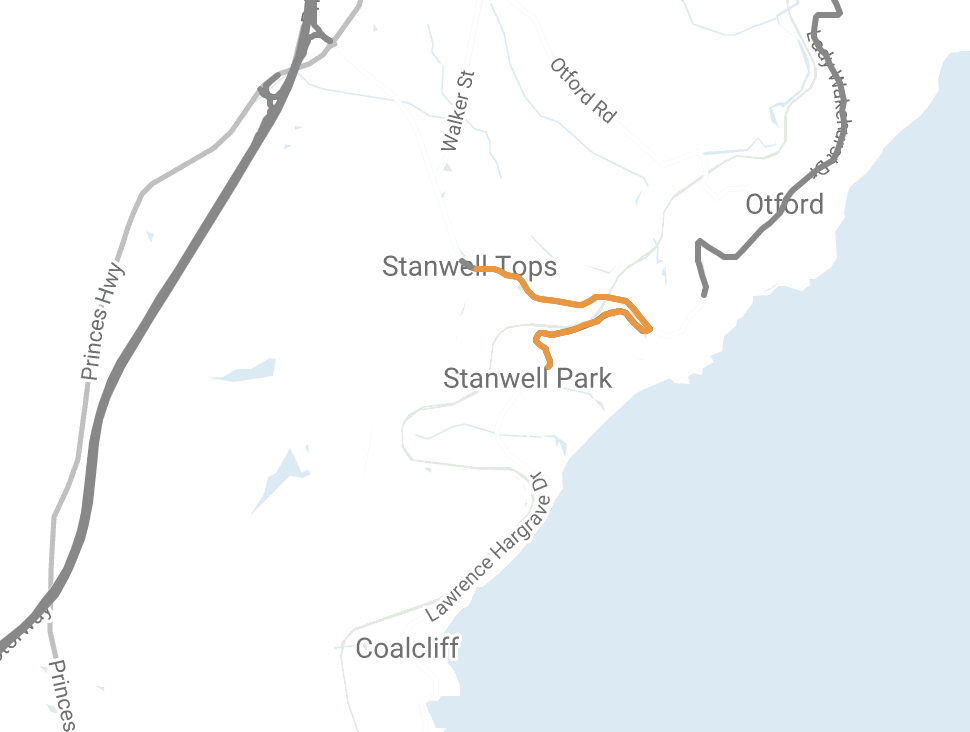 Night closure on Lawrence Hargrave Drive at Stanwell Tops
