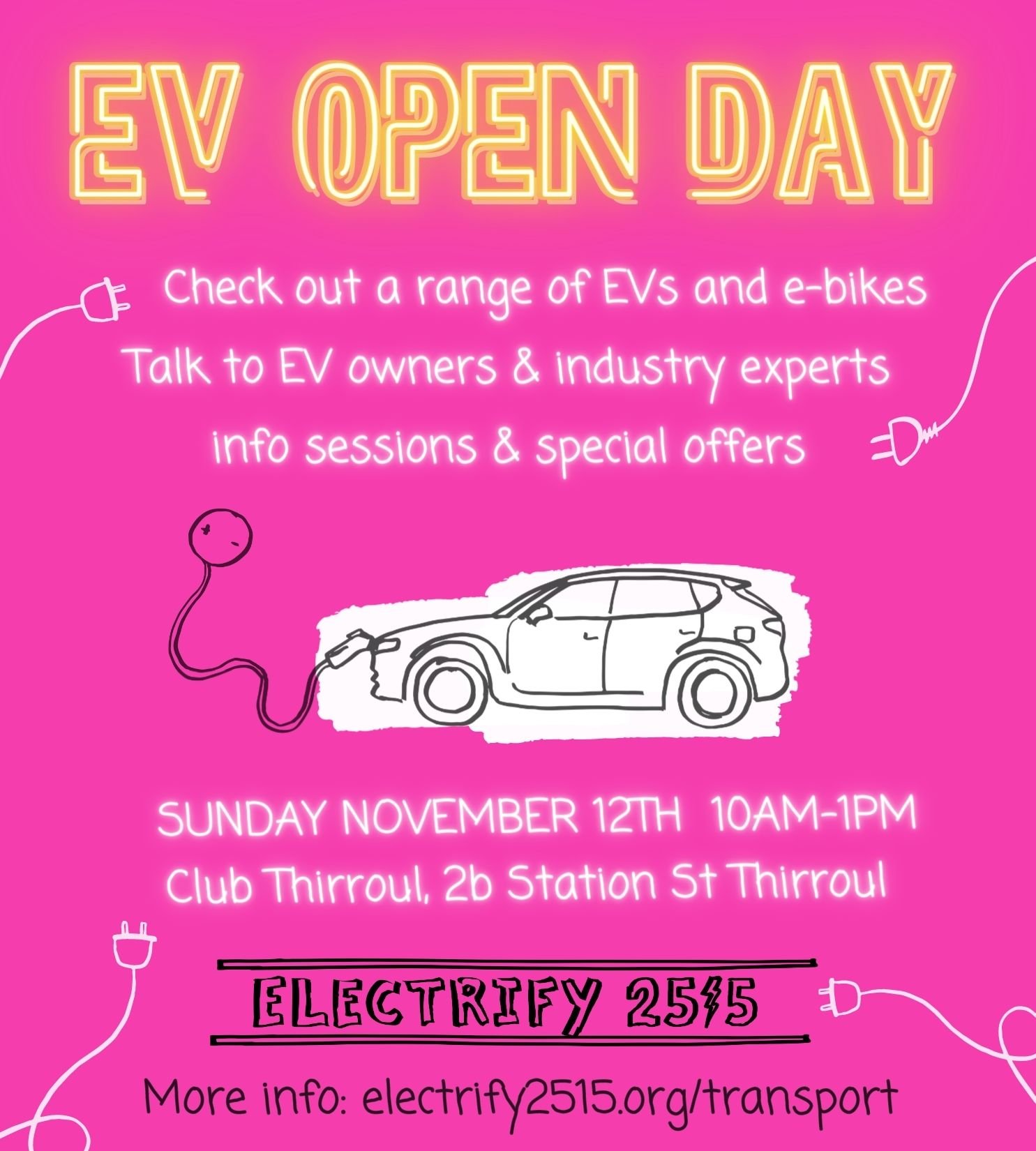 Save the date for EV Open Day at Club Thirroul