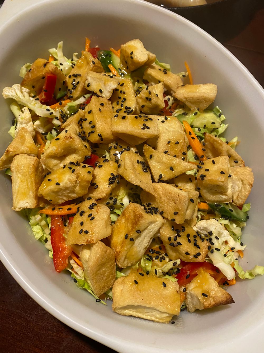 Crispy tofu salad with miso dressing post image