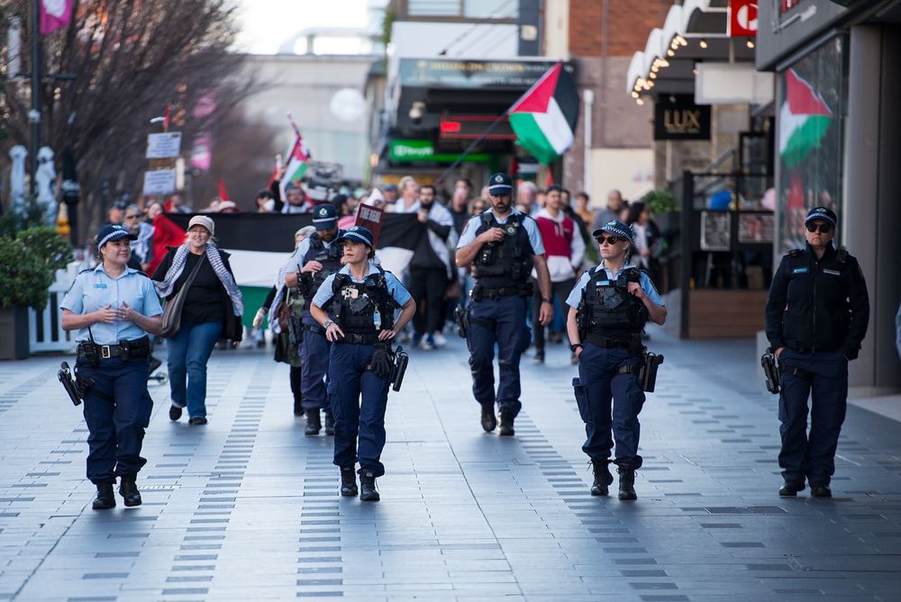 Police accused of 'intimidation' and unnecessary show of force at Wollongong free Palestine rally post image