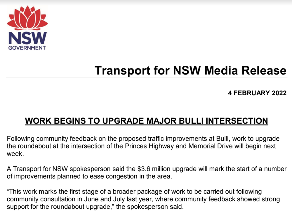 Work begins to upgrade major Bulli intersection post image