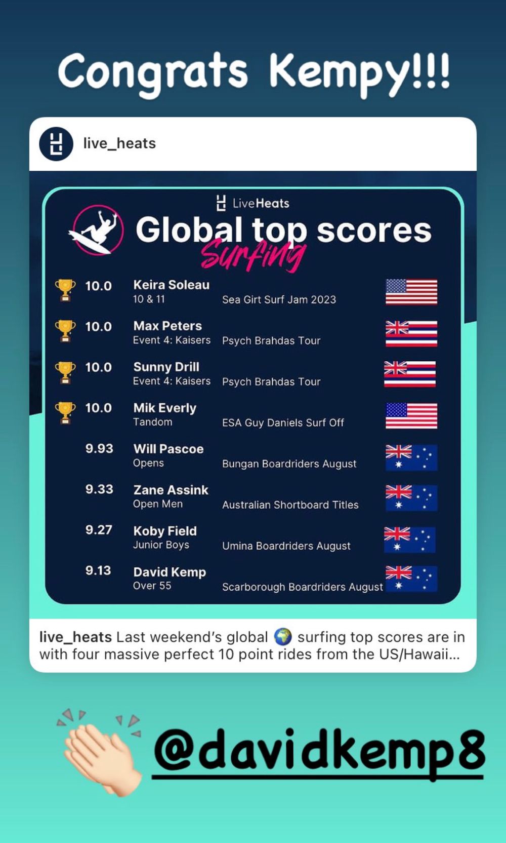 Well done, Kempy! post image