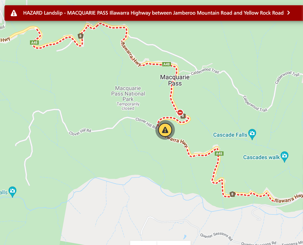 Illawarra Highway closed at Macquarie Pass post image