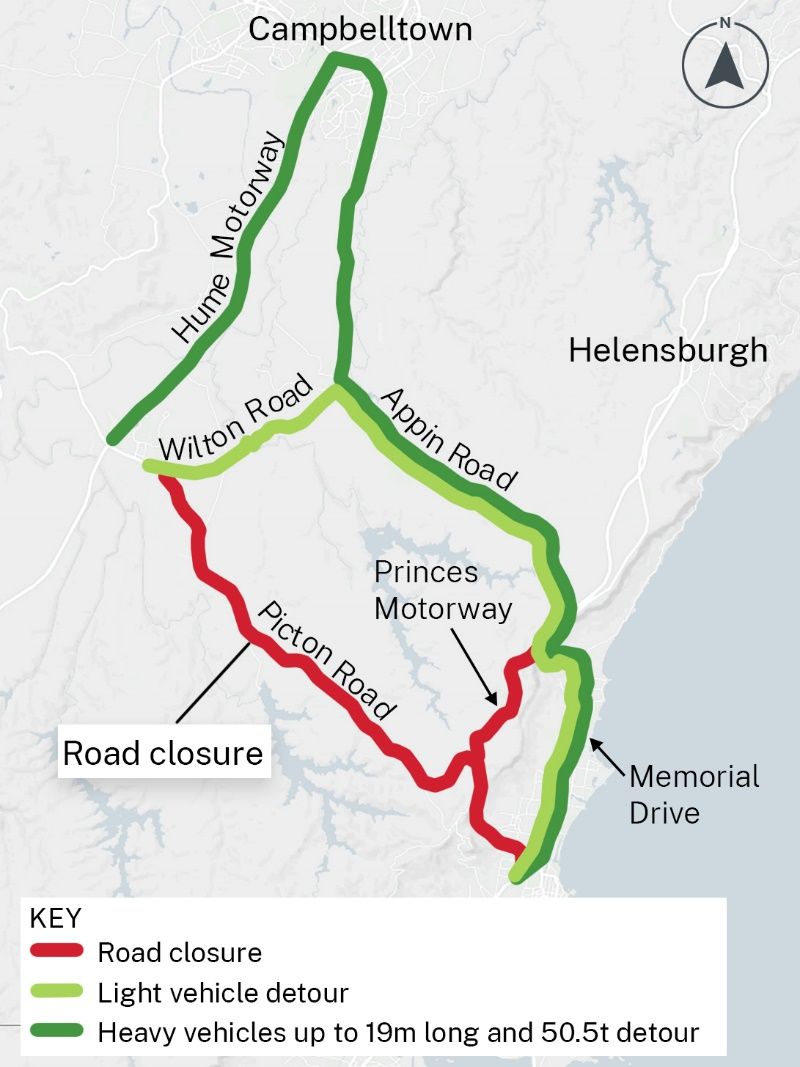 Night closures on the M1 Princes Motorway (Mount Ousley Road) and Picton Road post image